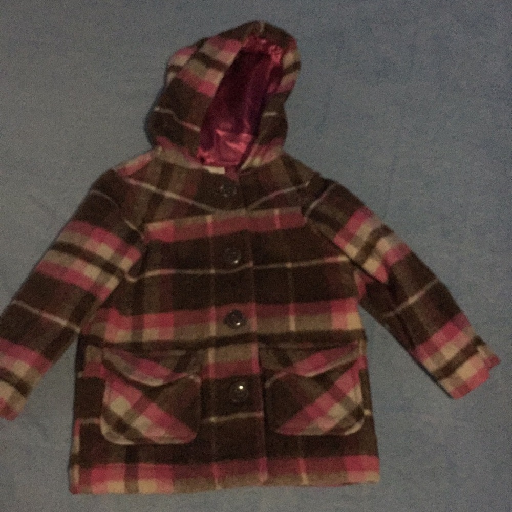 Pink/Tan striped Girl coat
